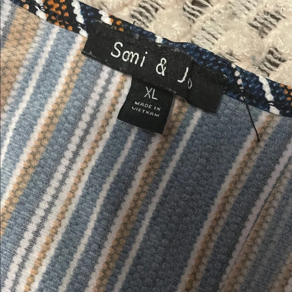 Sami & Jo Boho Striped Dress XL, Bell Sleeve Swing Dress, Festival Cottagecore - Picture 2 of 5